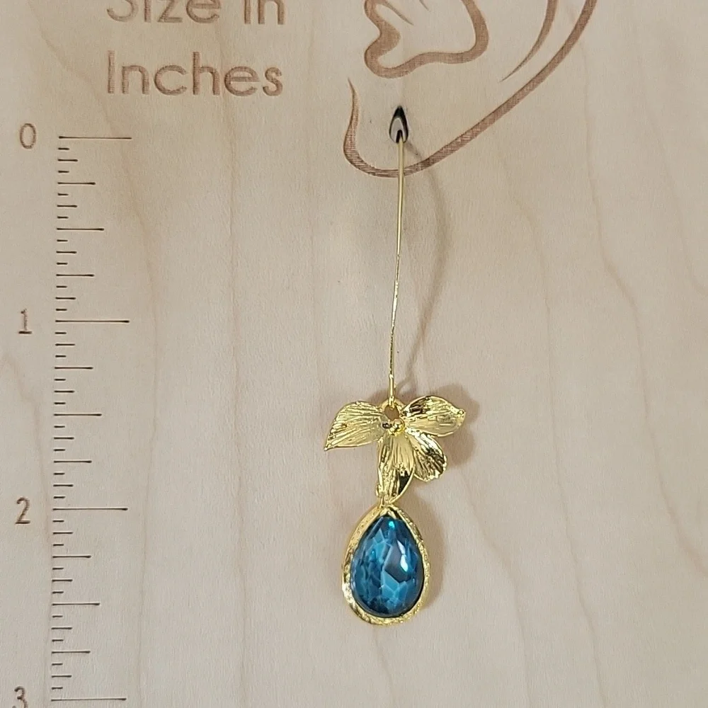 LILY TOPAZ LONG DROP EARRINGS - Picture 7 of 9